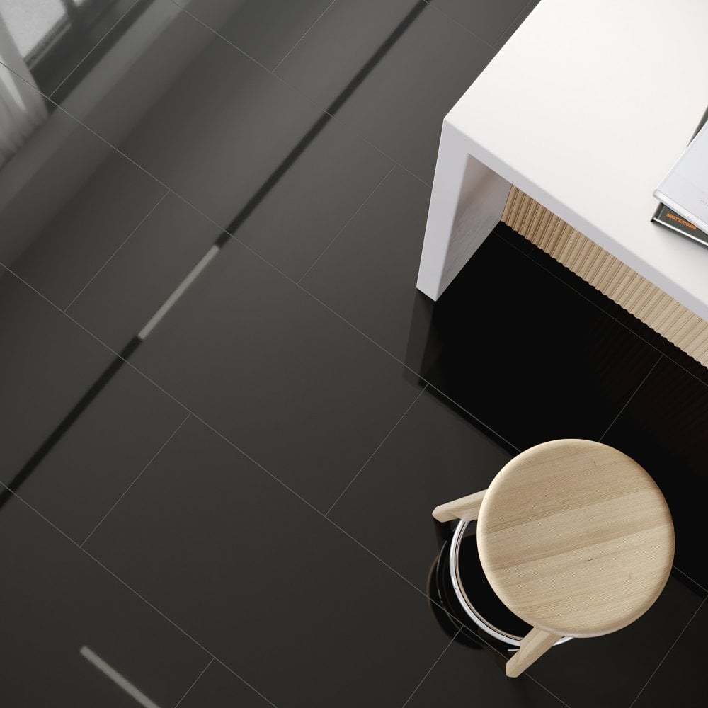 Black - Lustre Flawless 8mm High Gloss Laminate Flooring (69725)