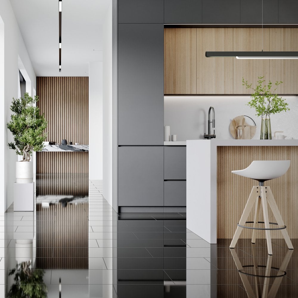 Black - Lustre Flawless 8mm High Gloss Laminate Flooring (69725)