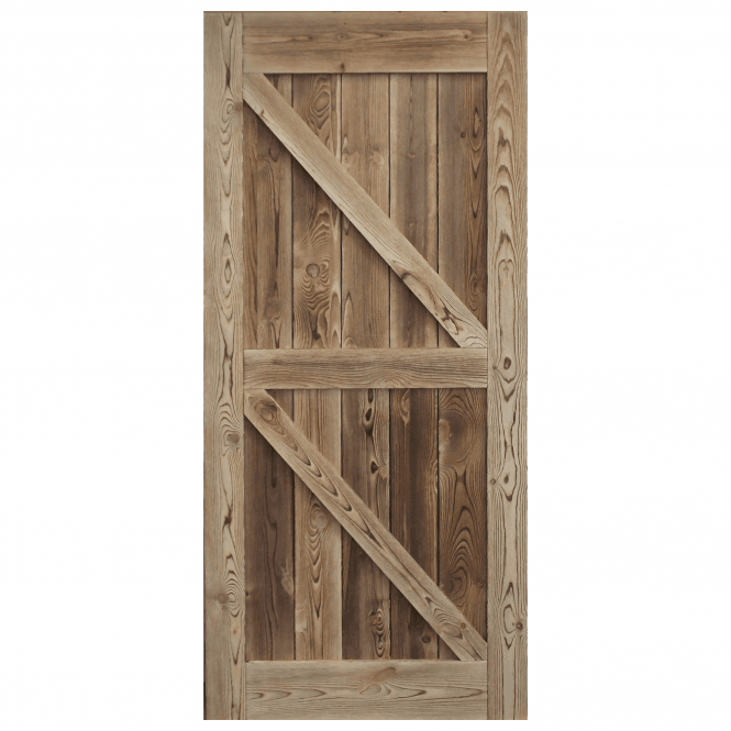 Carbonised Internal Pine Z Brace Sliding Barn Door - Black Top Mounted