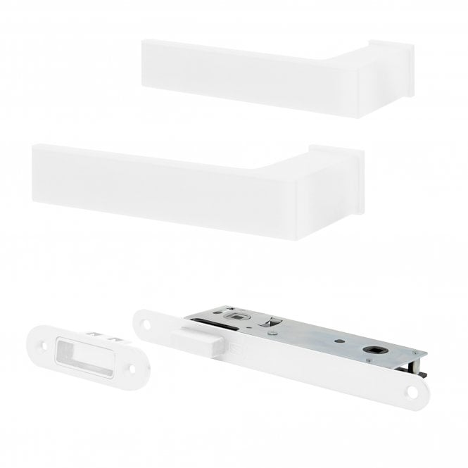 Studio Industrial Square Rose Lever Door Handle Set - Matt White (124492)