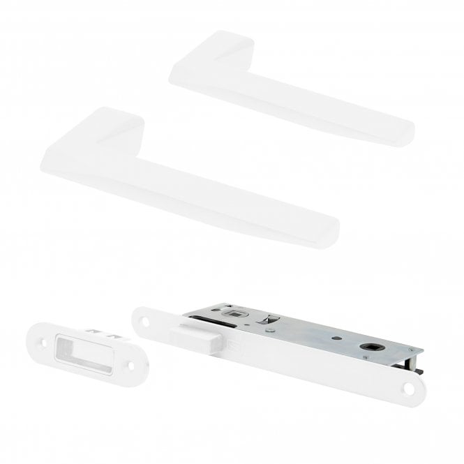 Studio Industrial Square Rose Slim Lever Door Handle Set - Matt White (124494)