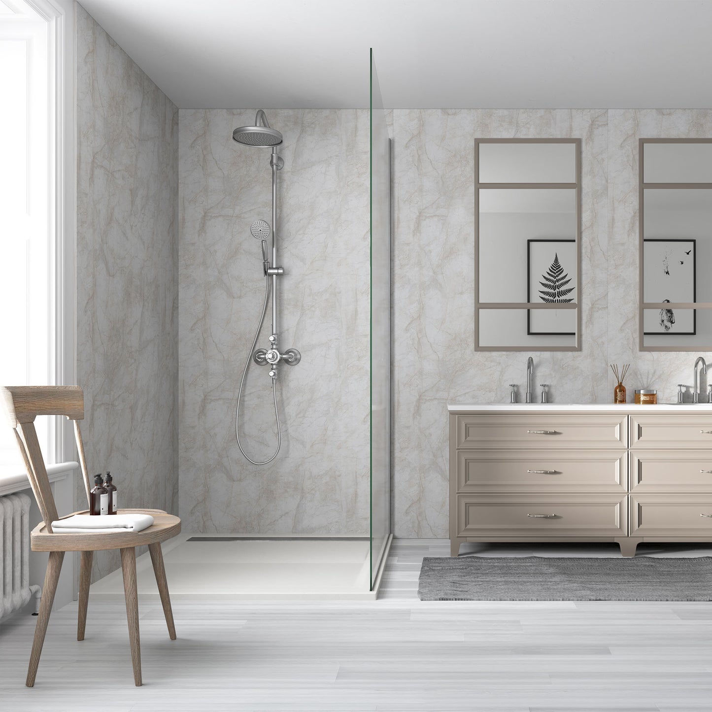Neutral Marble - 2420mm Wetwall Marble Waterproof Wall Panel Sample