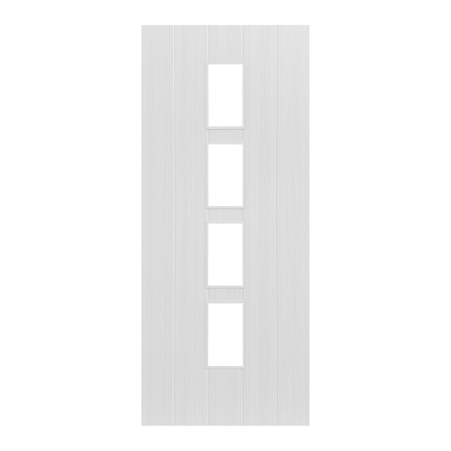 White Internal Fully Finished Cottage Laminate 4 Light Clear Glass Door