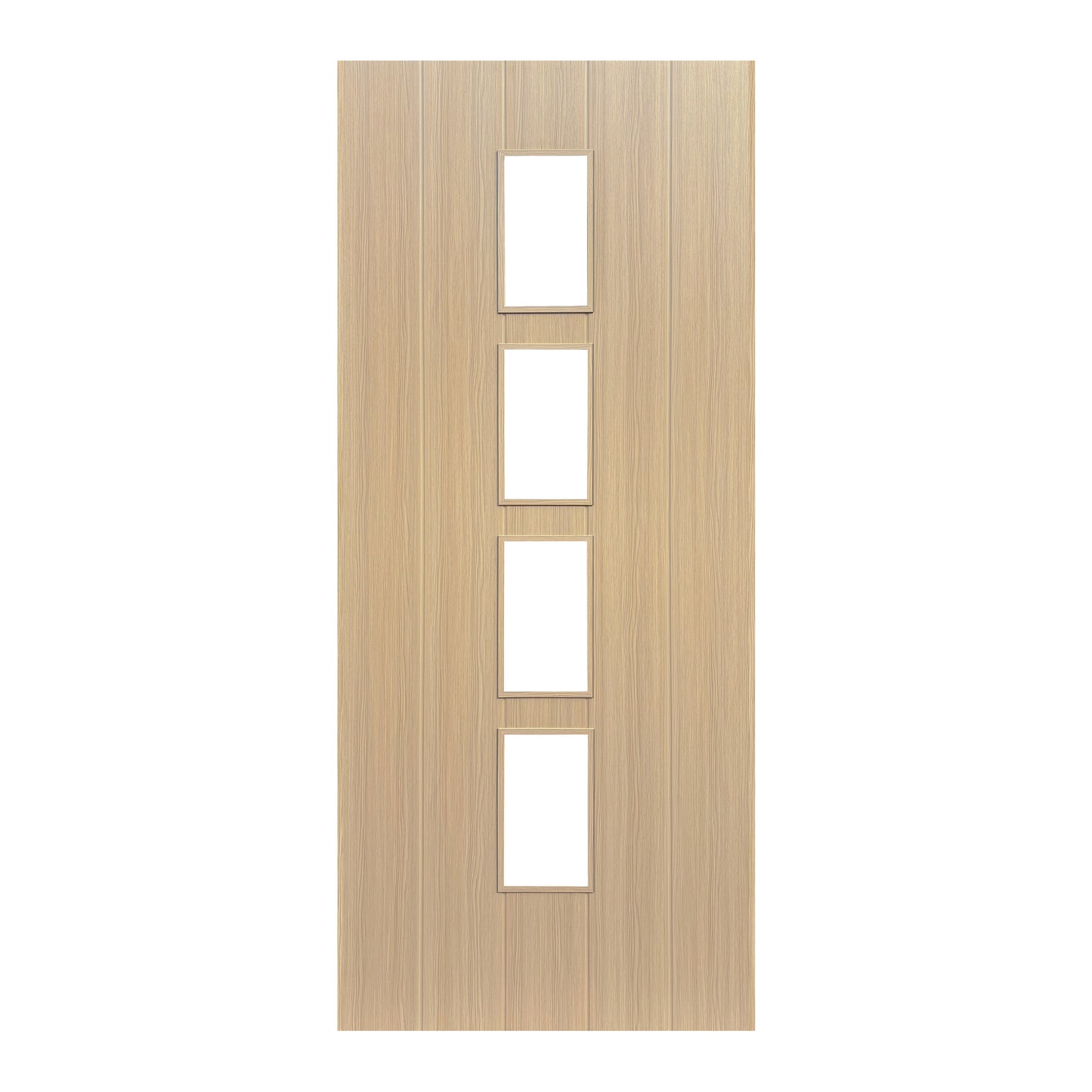Oak Internal Fully Finished Cottage Laminate 4 Light Clear Glass Door