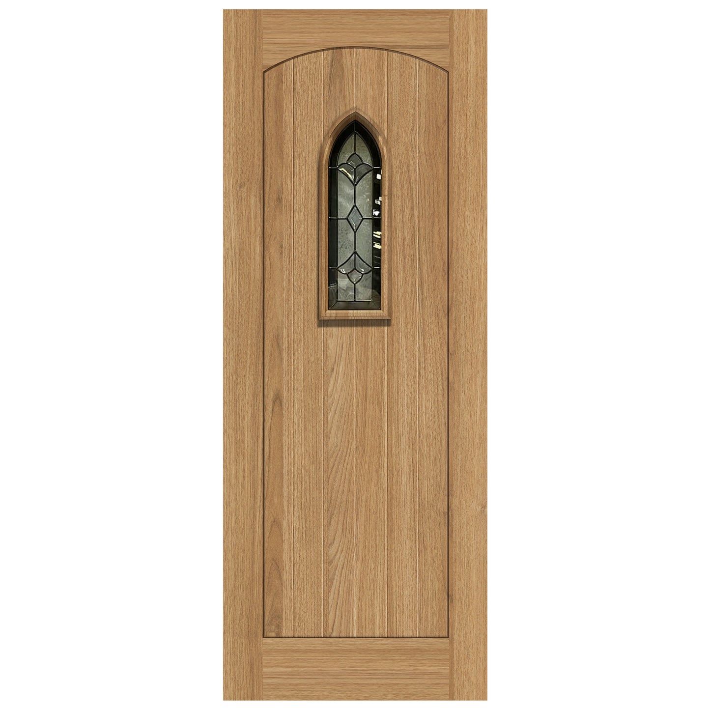 External Hardwood Unfinished Gothic Raised Mouldings Door with Feature Glass