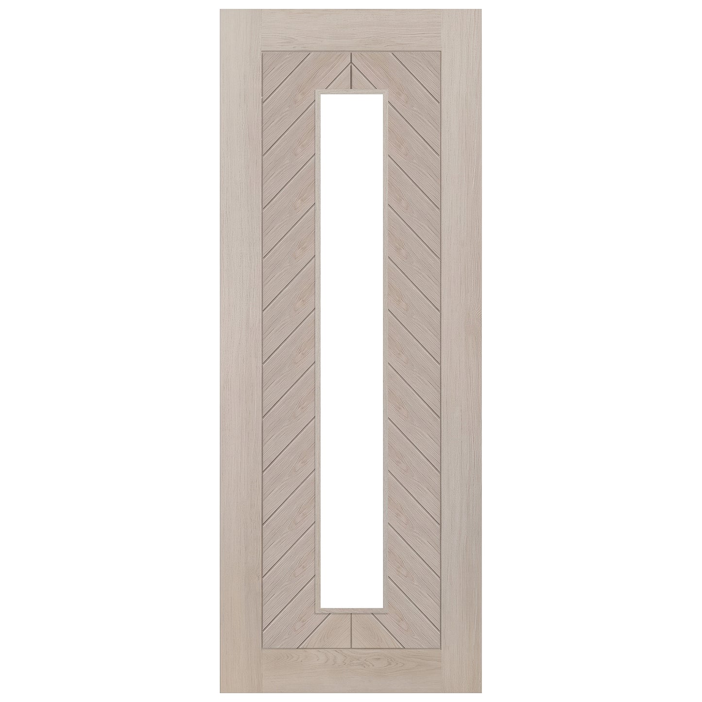 Ivory Fully Finished Internal Endure Laminate Chevron Clear Glass Door