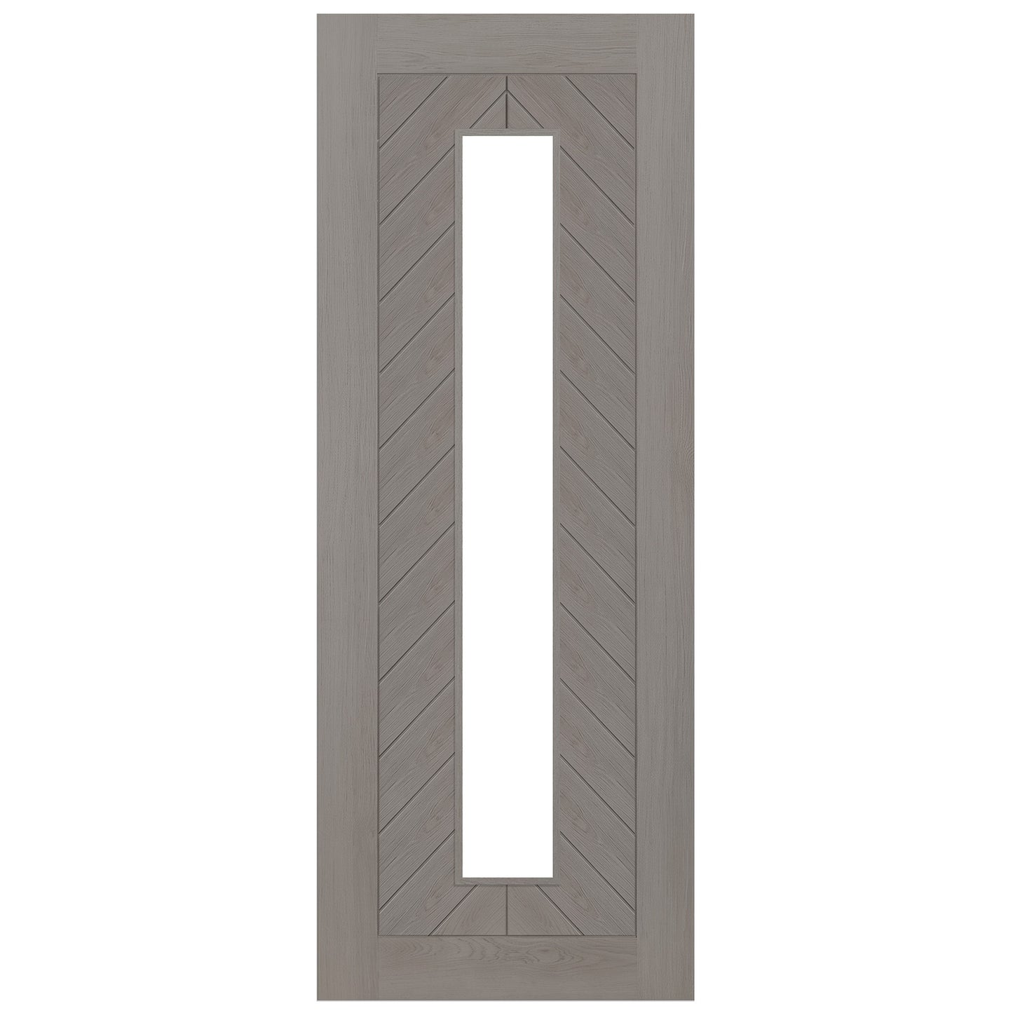 Light Grey Fully Finished Internal Endure Laminate Chevron Clear Glass Door