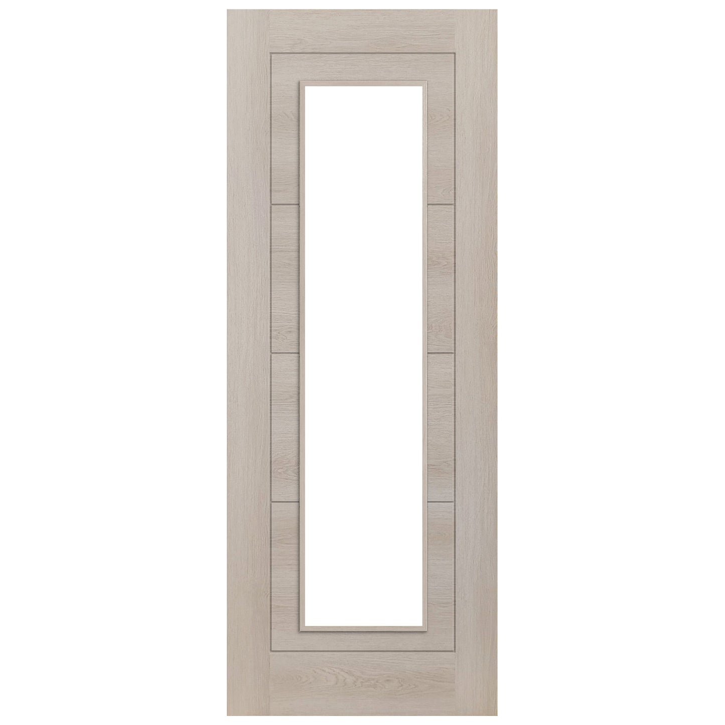 Ivory Fully Finished Internal Endure Laminate Ladder Clear Glass Double Door