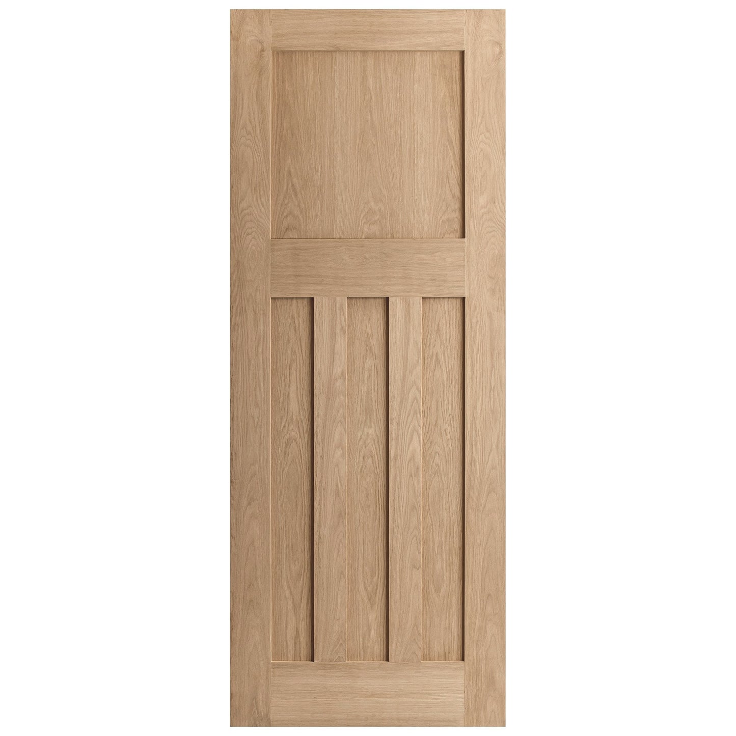 Oak Internal Unfinished 1930's DX 4 Panel Bypass Sliding Door - Black Face Mounted