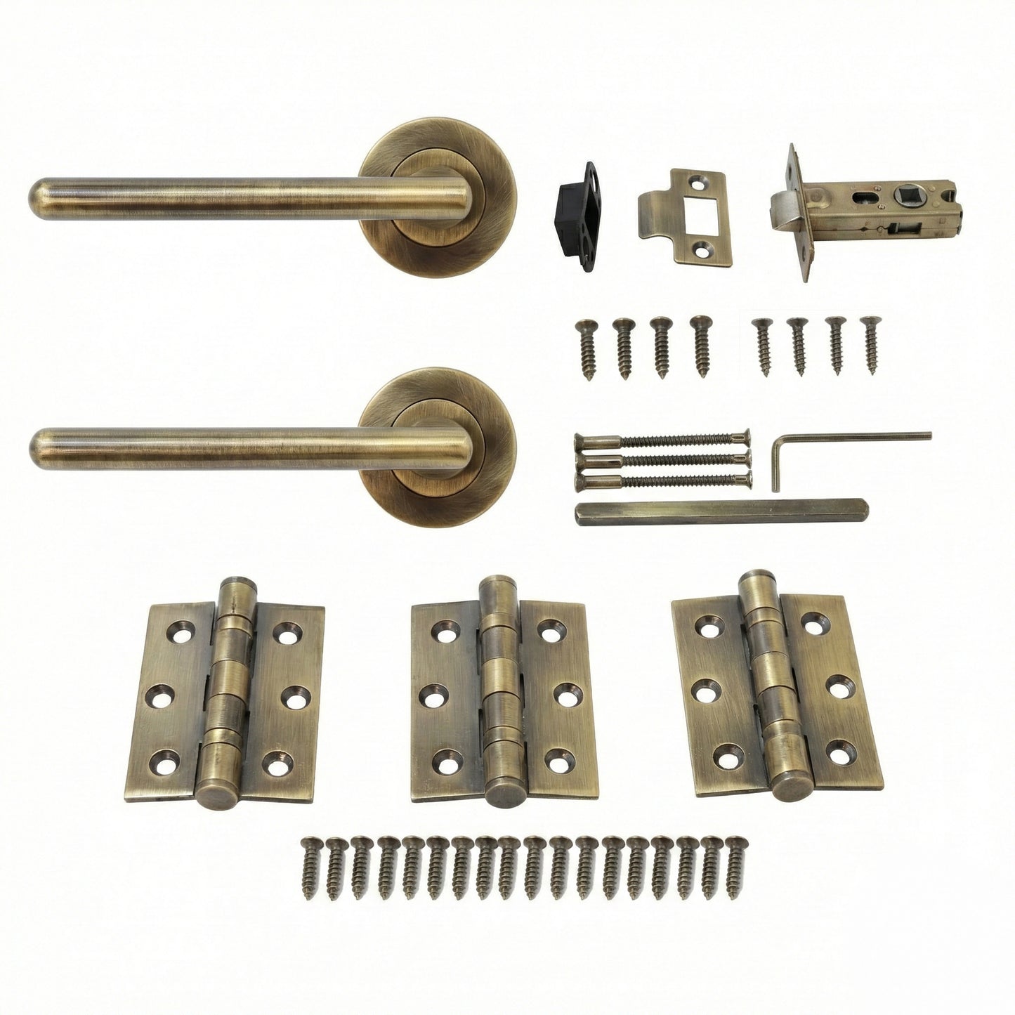 Superior Luna Lever on Round Rose Handle Set - Antique Brass