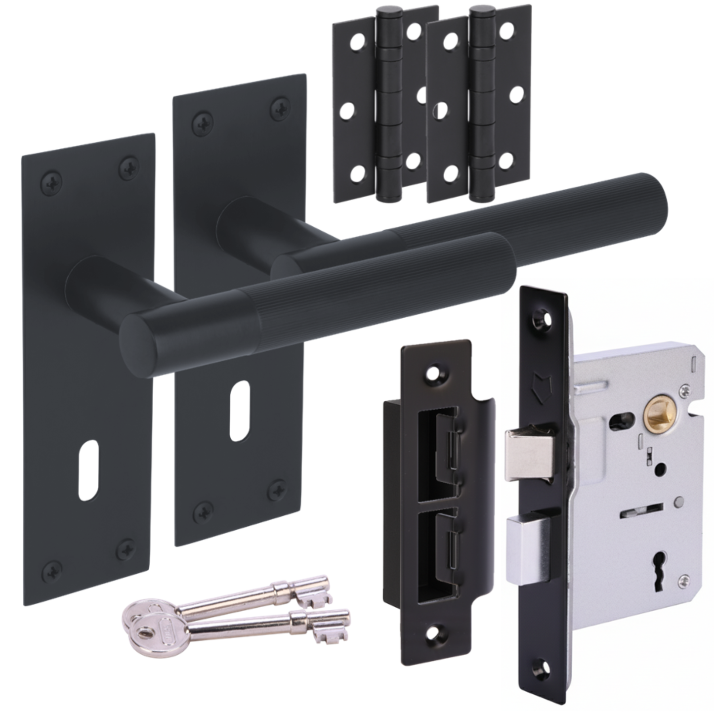 Levada Linear Lever on Backplate Sashlock Handle Set - Black Matt (H2909BM)
