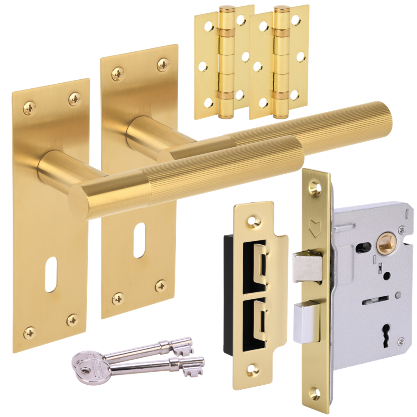 Levada Linear Lever on Backplate Sashlock Handle Set - Satin Brass (H2909SB)