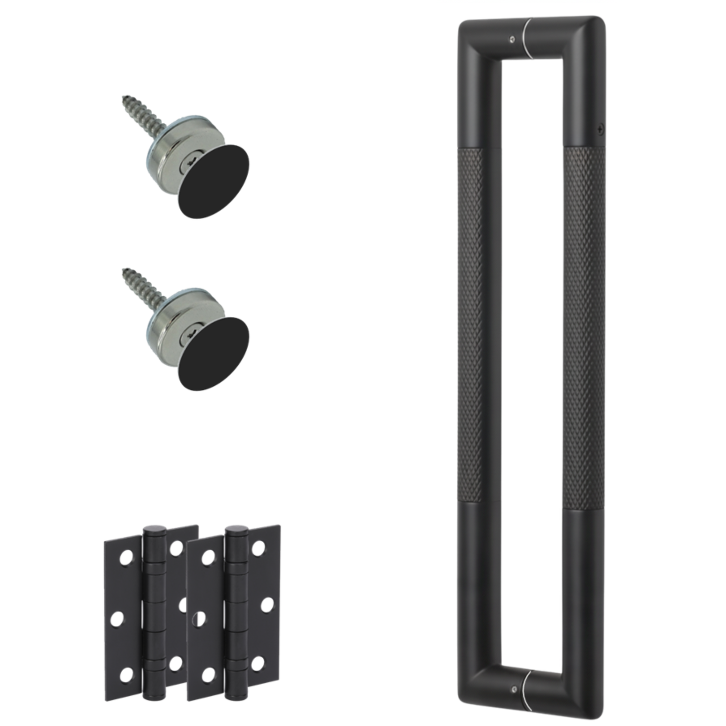 Mitred Back to Back Round Knurled Pull Handle Pack with Magnetic Latch - Black Matt (H2993BM)