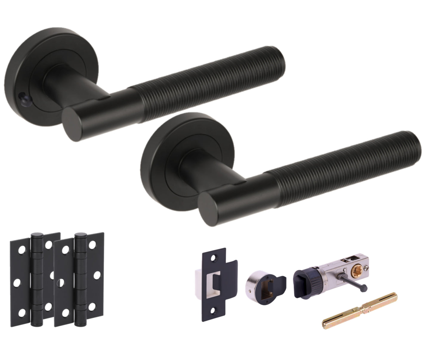 Halo Round Rose Privacy Lever Door Handle Set - Black Matt (H2880BM)