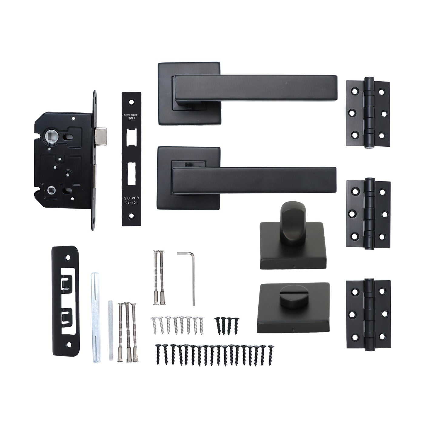 Superior Callisto Lever on Square Rose Bathroom Handle Set - Matt Black
