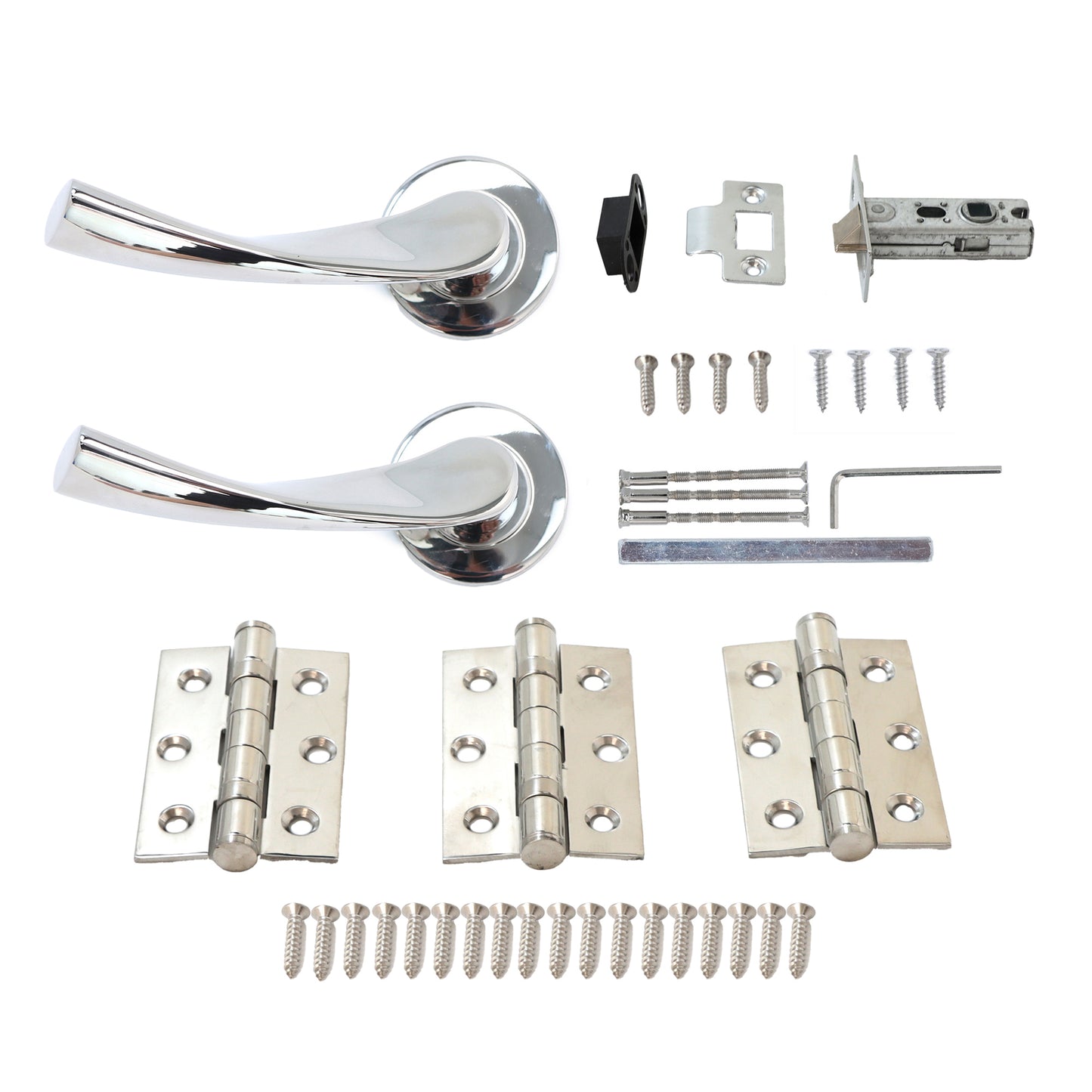 Superior Vega Lever on Round Rose CE13 Fire Door Handle Set - Polished Stainless Steel (123534)