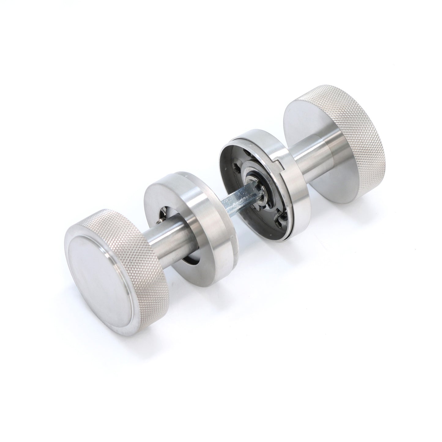 Knurled Round Rose Door Knob Set - Satin Stainless Steel