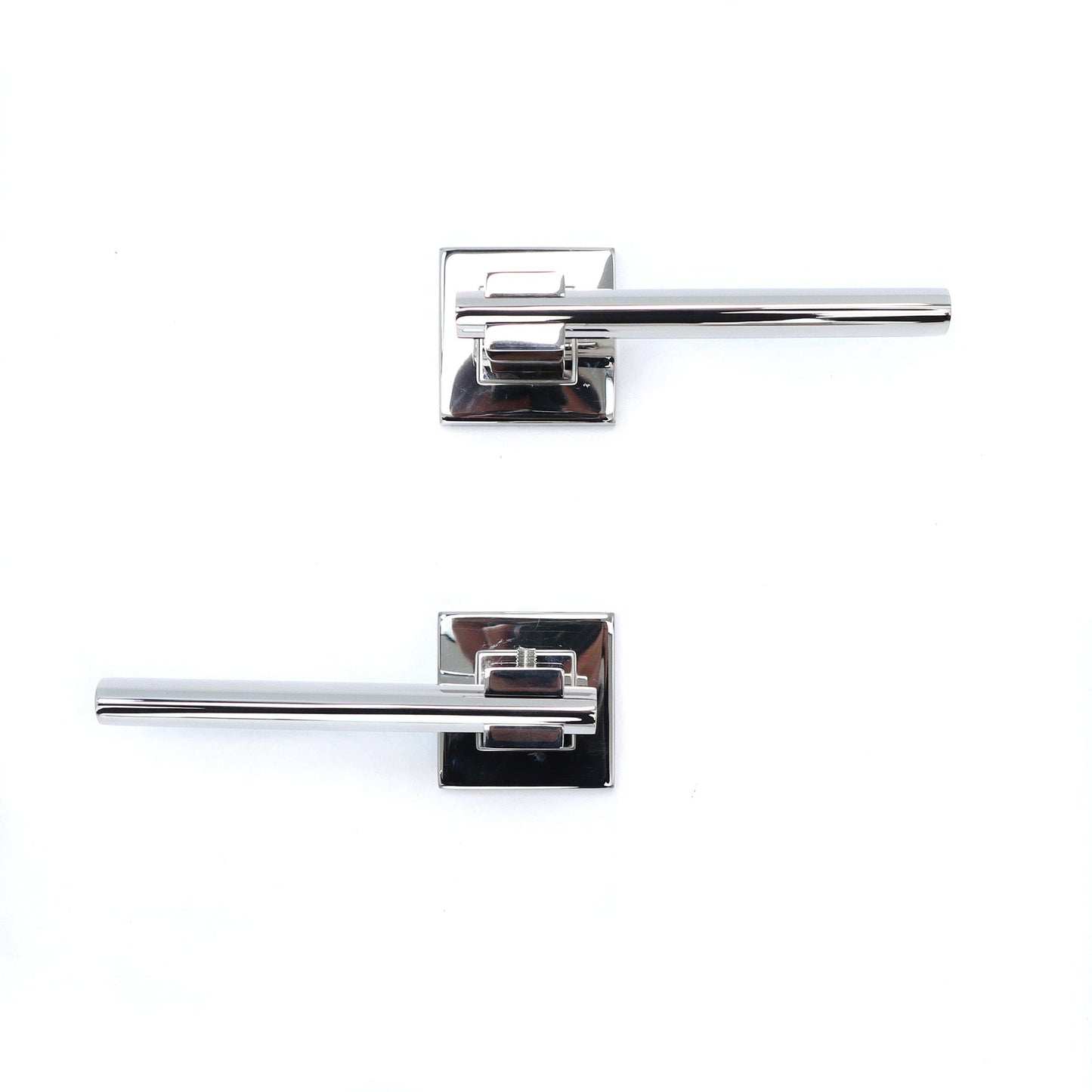 Superior Phobos Lever on Square Rose Handle Set - Polished Stainless Steel