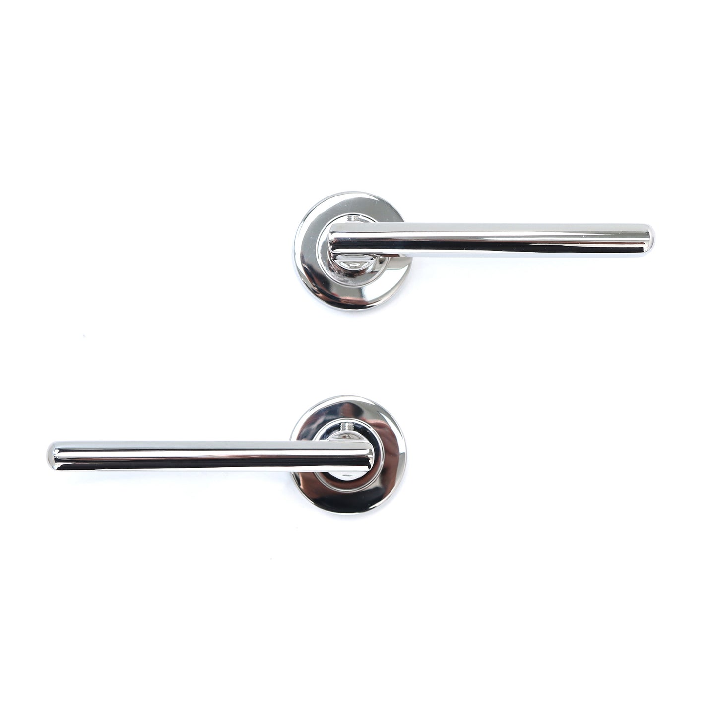 Superior Luna Lever on Round Rose Handle Set - Polished Stainless Steel