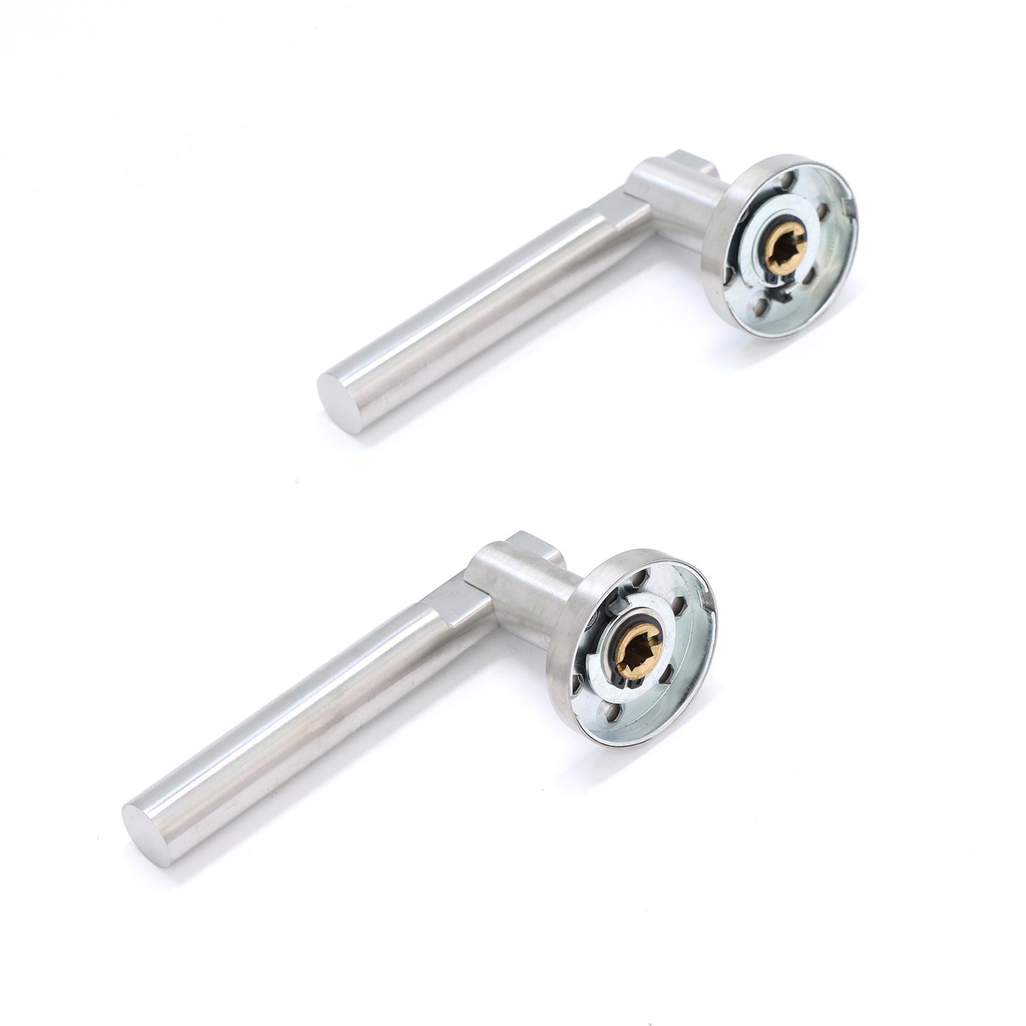 Superior Titan Lever on Round Rose Bathroom Handle Set - Satin Stainless Steel