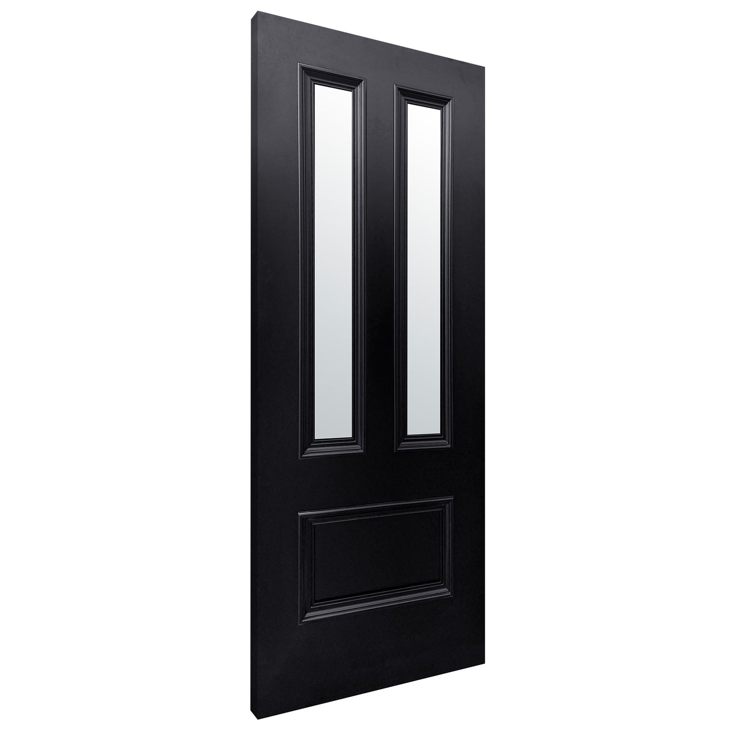 Jet Black Internal Fully Finished Clear Glass Belgravia 3 Panel Door (BLACKBELCG)