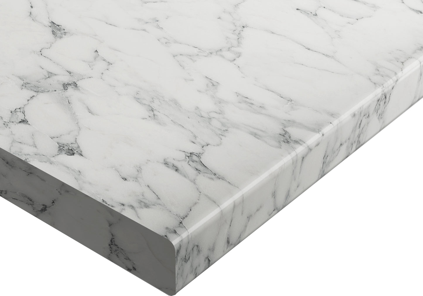 Marmo Bianco - Rounded Edge Laminate Worktop 3000mm x 600mm x 28mm