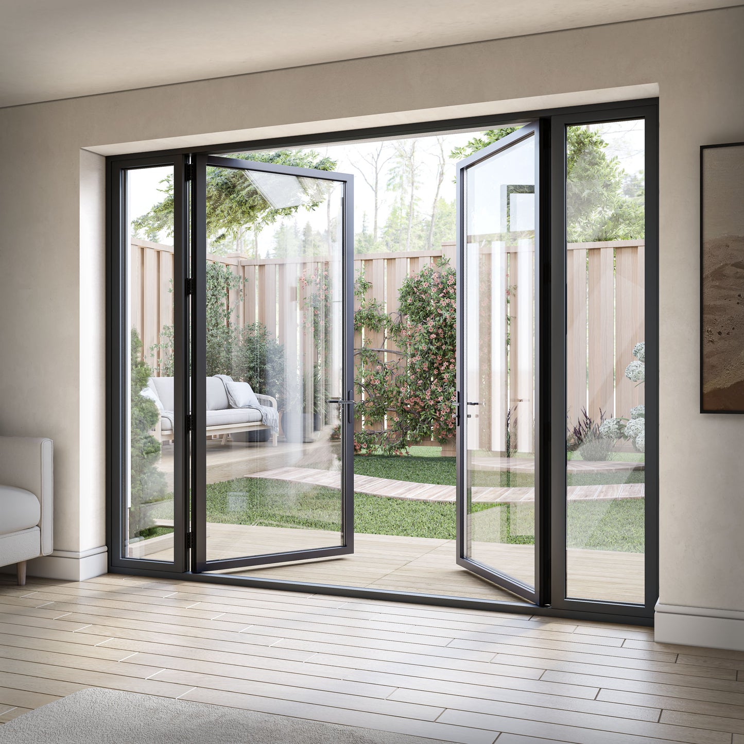 Matt Grey Aluminium External Clear Glass French Patio Door (122101)