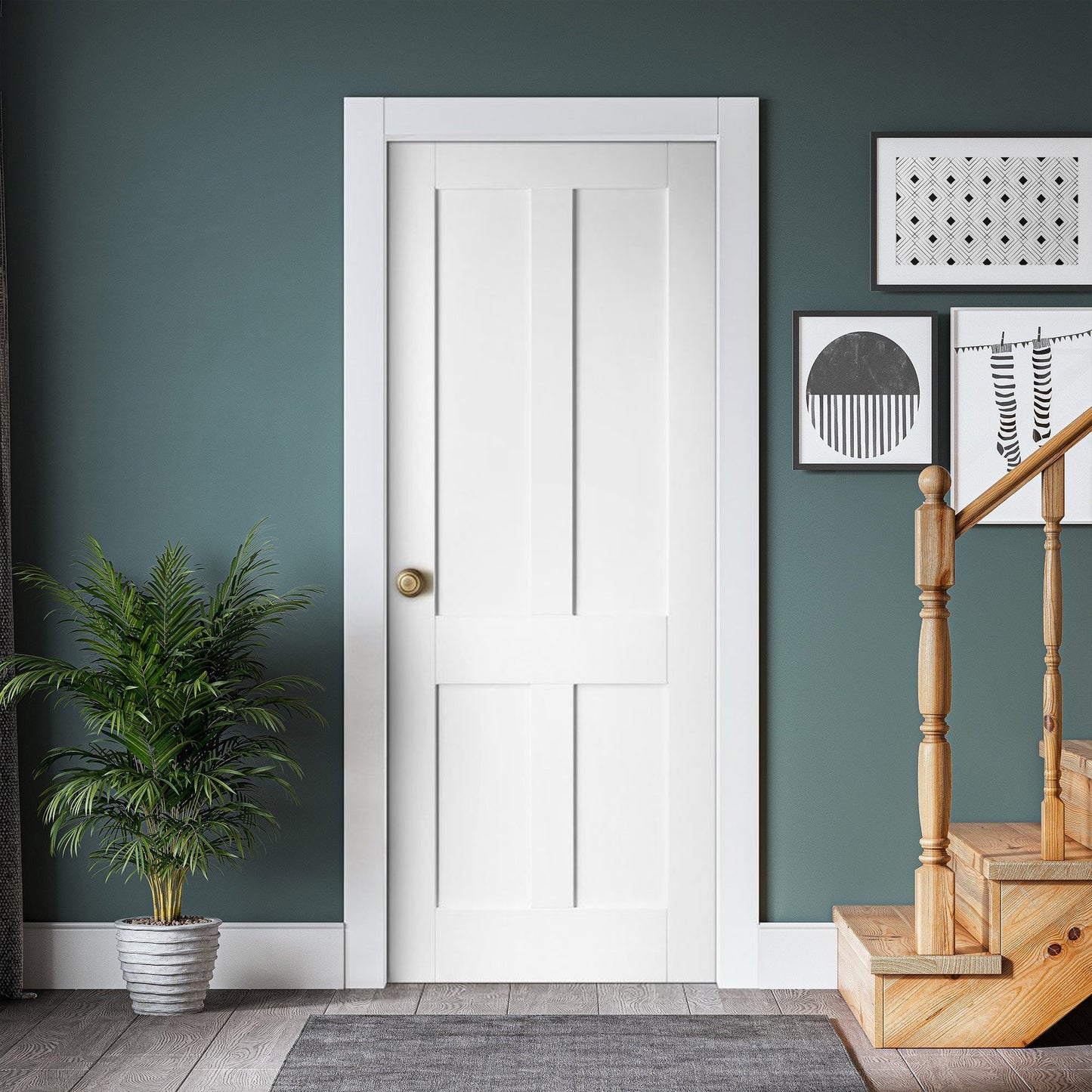 White Internal Primed Flat Victorian Shaker 4 Panel Door (51785)