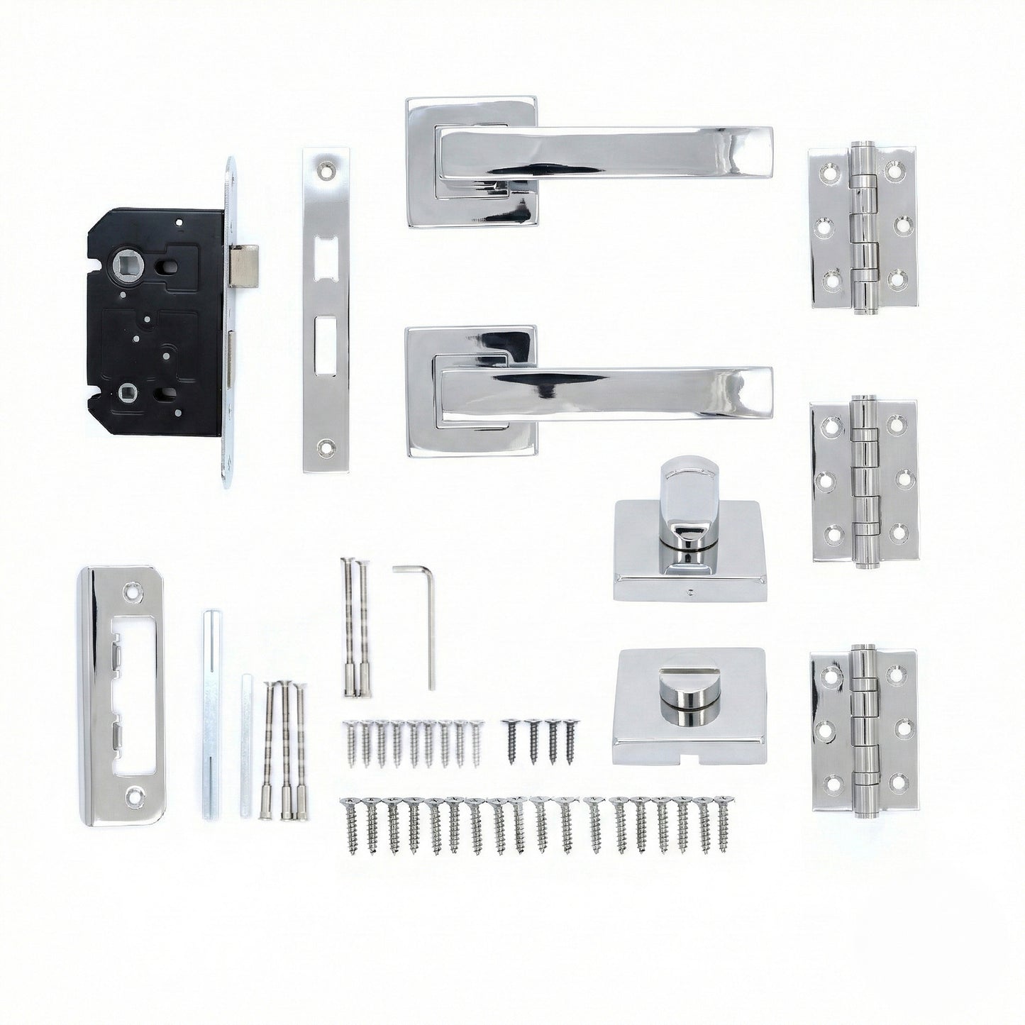Superior Callisto Lever on Square Rose Bathroom Handle Set - Polished Stainless Steel