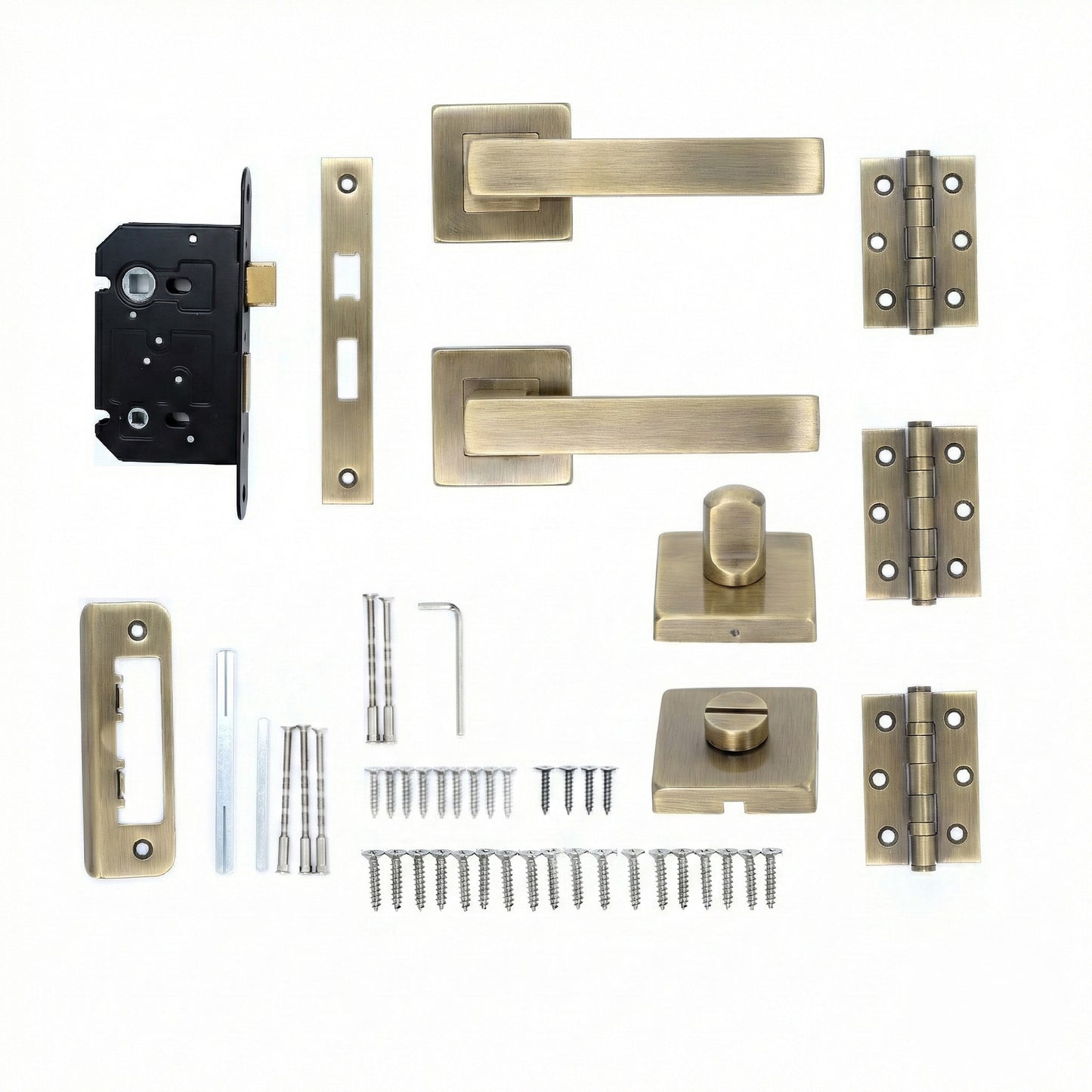 Superior Callisto Lever on Square Rose Bathroom Handle Set - Antique Brass