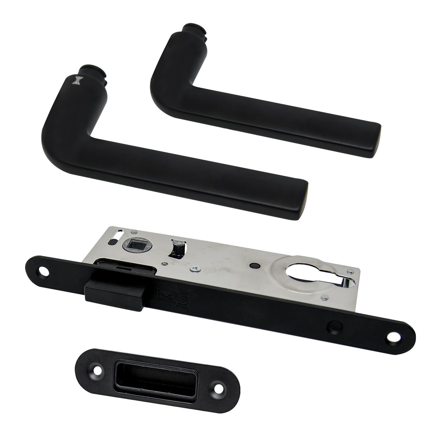 Studio Industrial Round Rose Euro Lock Door Handle Set - Matt Black (1301)