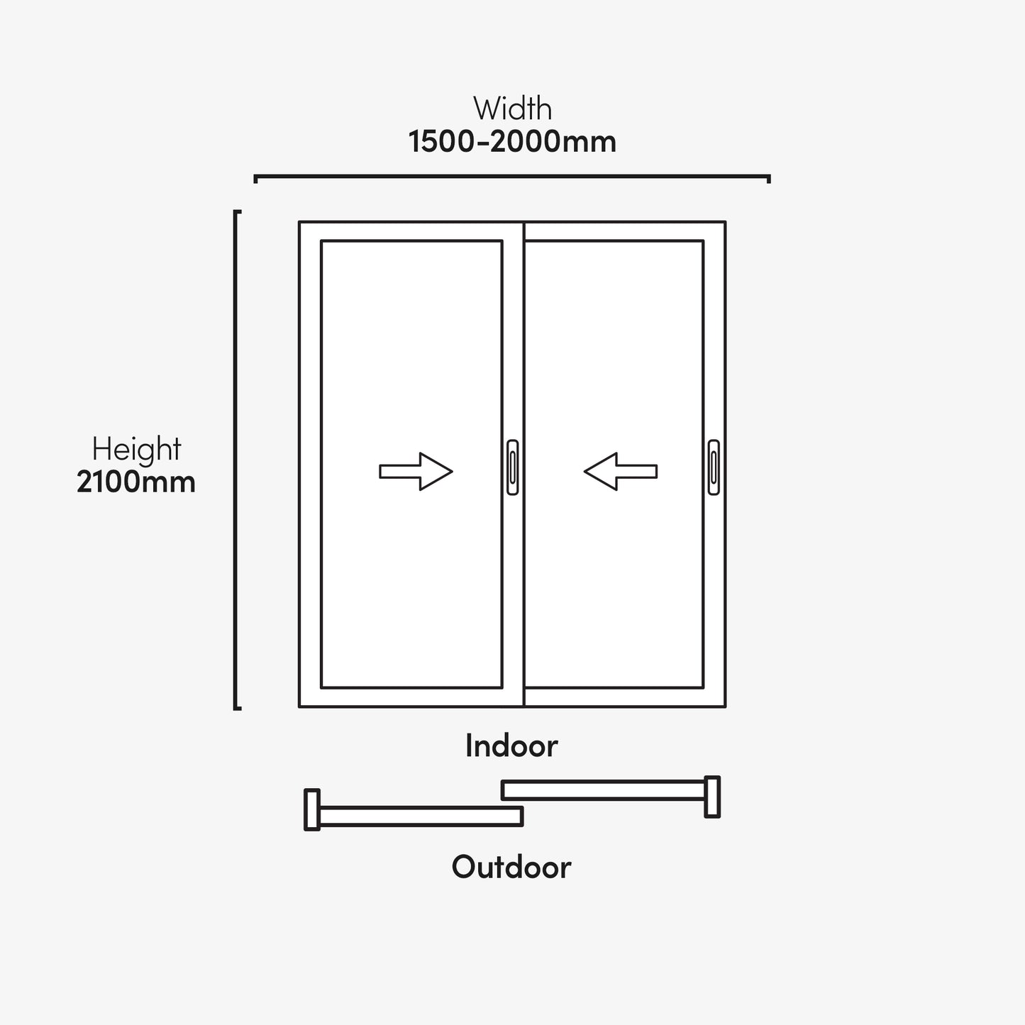 Matt Grey Aluminium Clear Glass External Sliding Patio Door