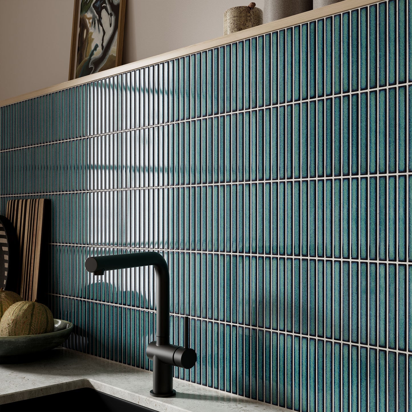 Green - Linear 8mm Gloss Tile Sample (P12900)