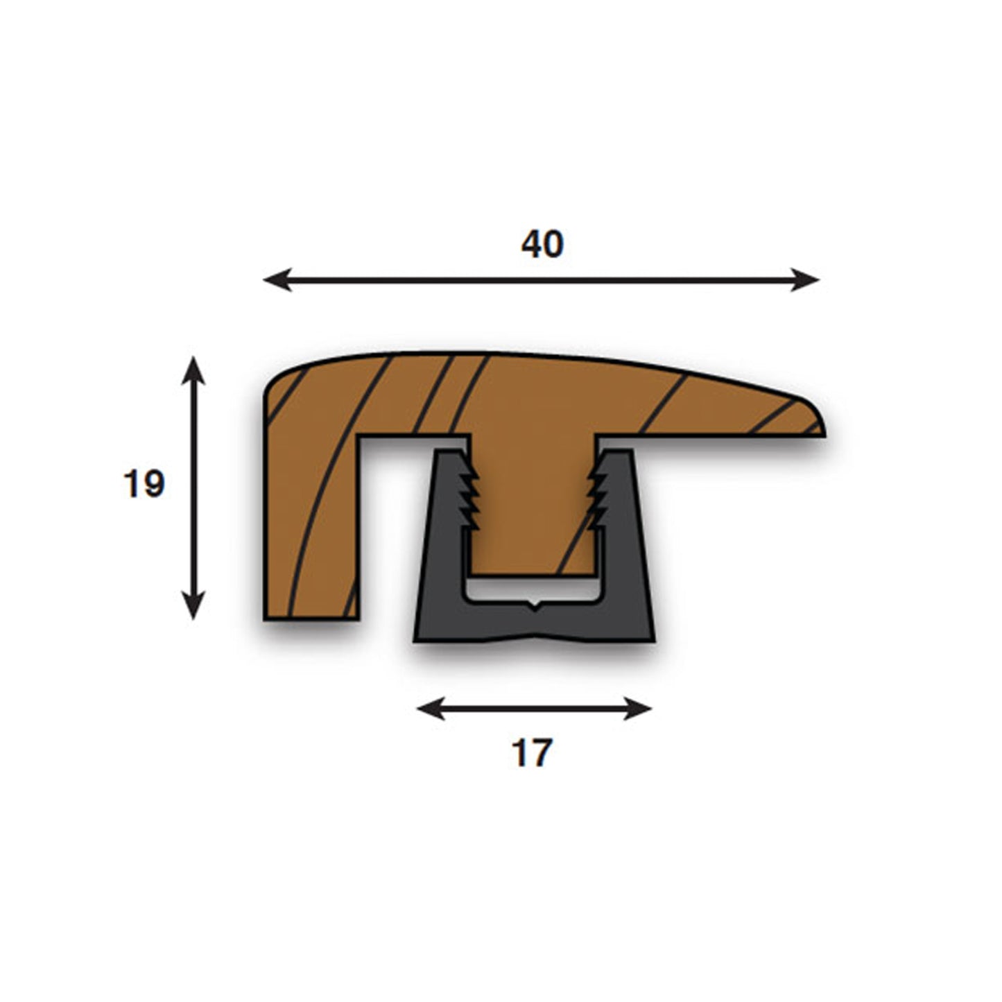 Toffee Oak - End Profile Door Bar 990mm