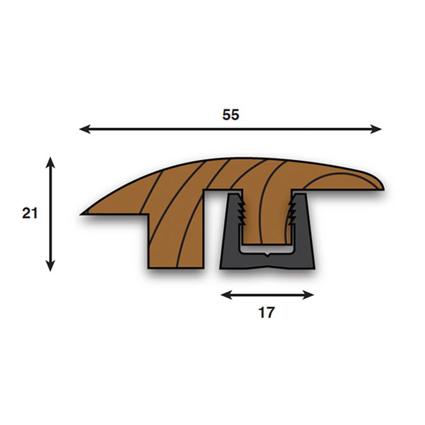 Natural Oiled Semi-Ramp Adapting Profile Door Bar 990mm (WRS18SEMI-MatL)