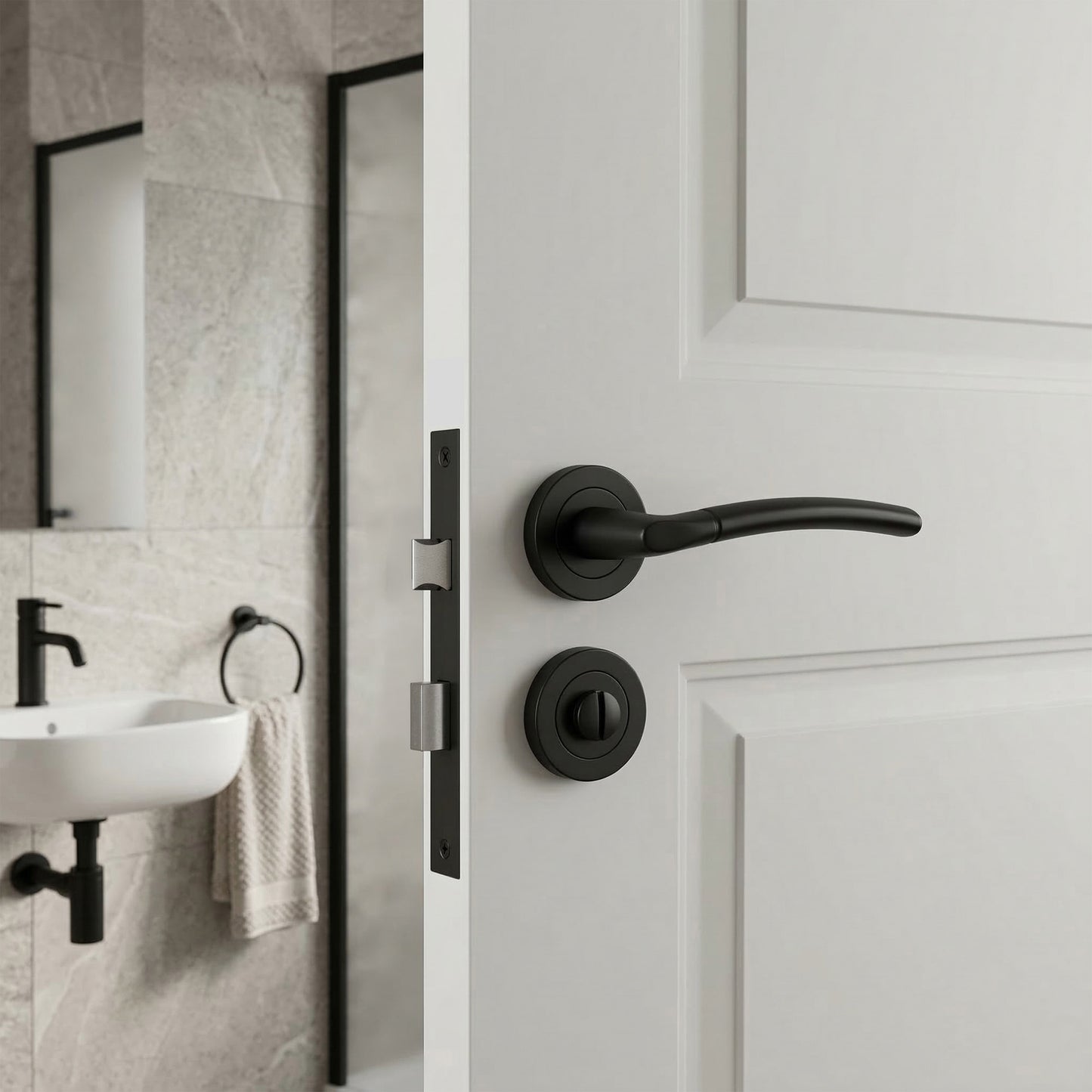 Nemo Privacy Internal Lever Door Handle Set - Matt Black