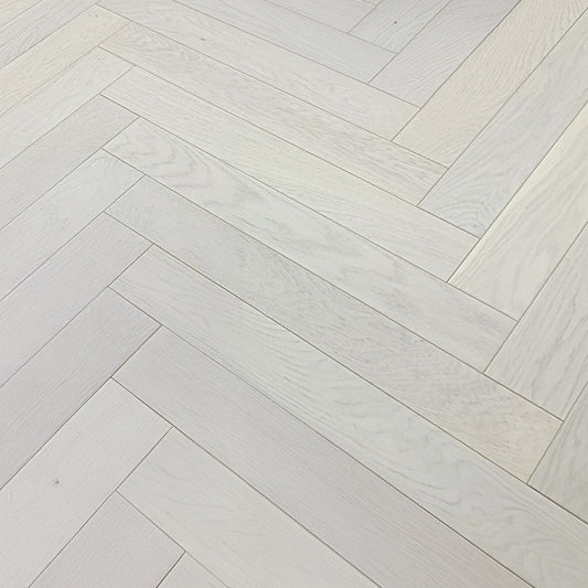 Ivory Oak - Herringbone 14mm UV Lacquered Engineered Real Wood Flooring (LIBHB18x90IVO)