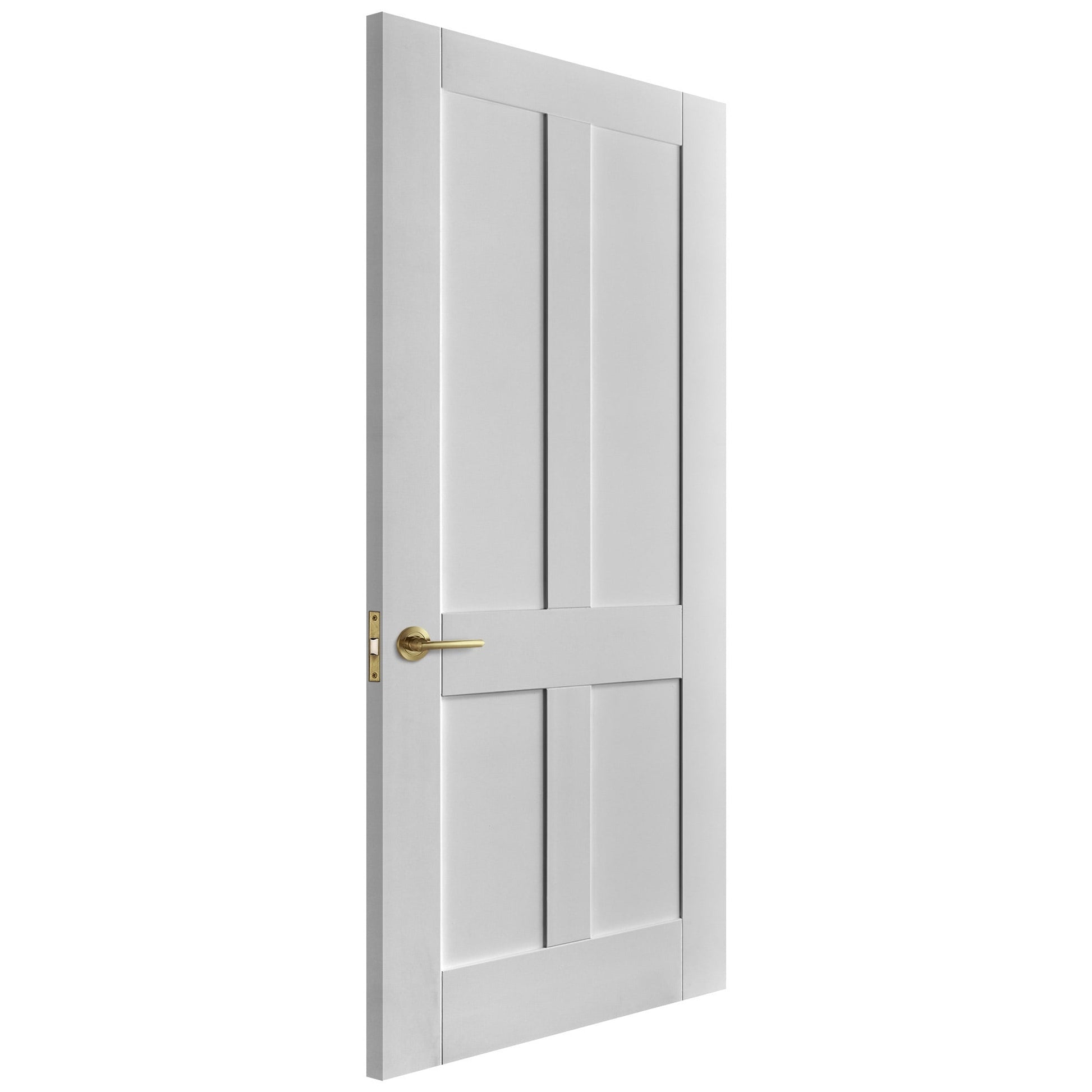 White Internal Primed Flat Victorian Shaker 4 Panel FD30 Fire Door (51786)