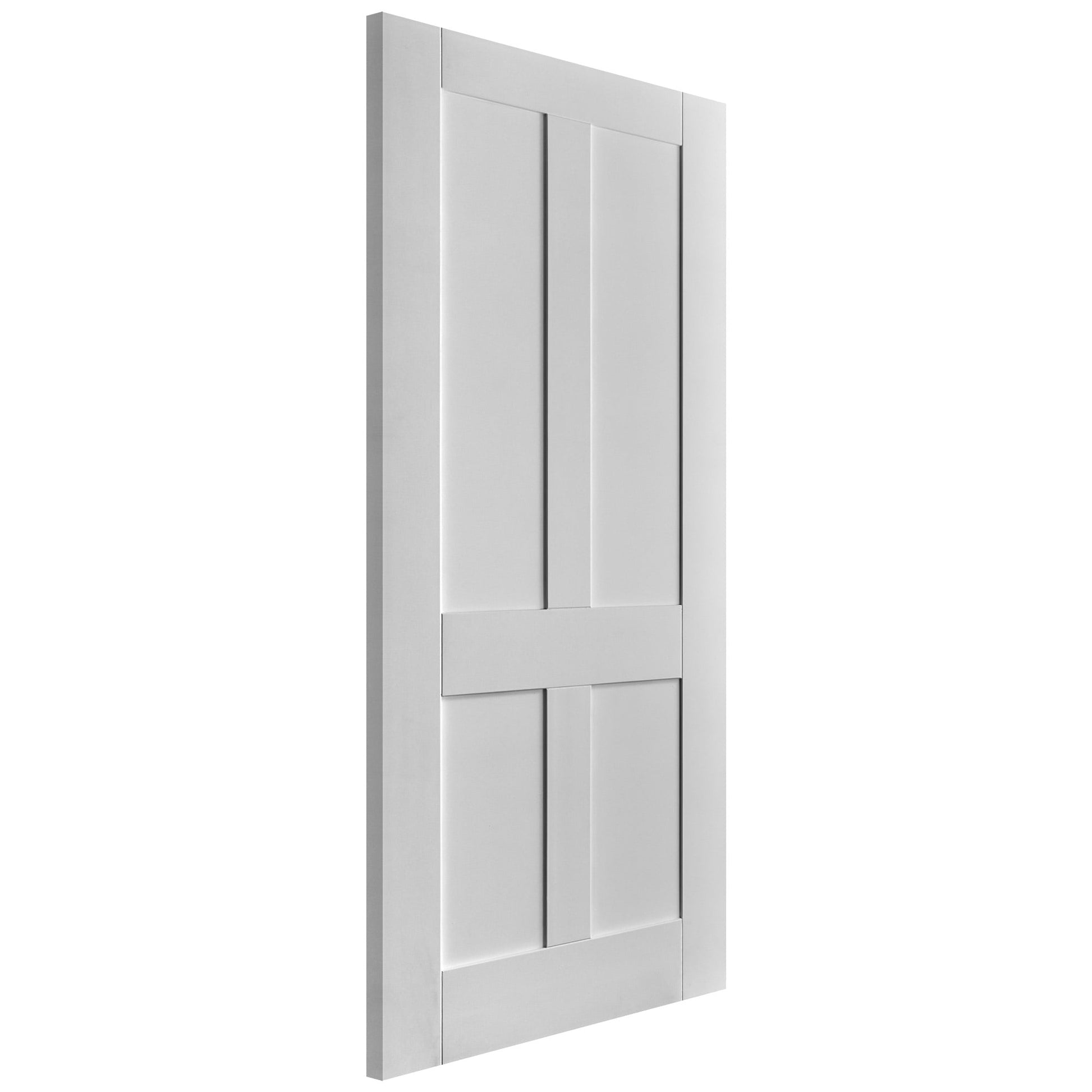 White Internal Primed Flat Victorian Shaker 4 Panel FD30 Fire Door (51786)