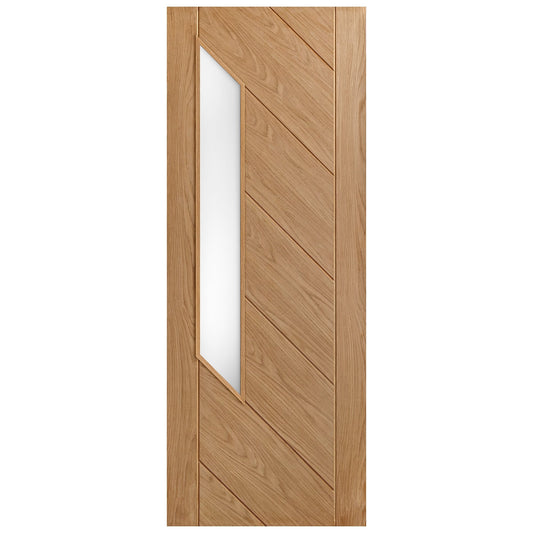Oak Internal Unfinished Murcia 1 Light Obscure Glass Door (57555)