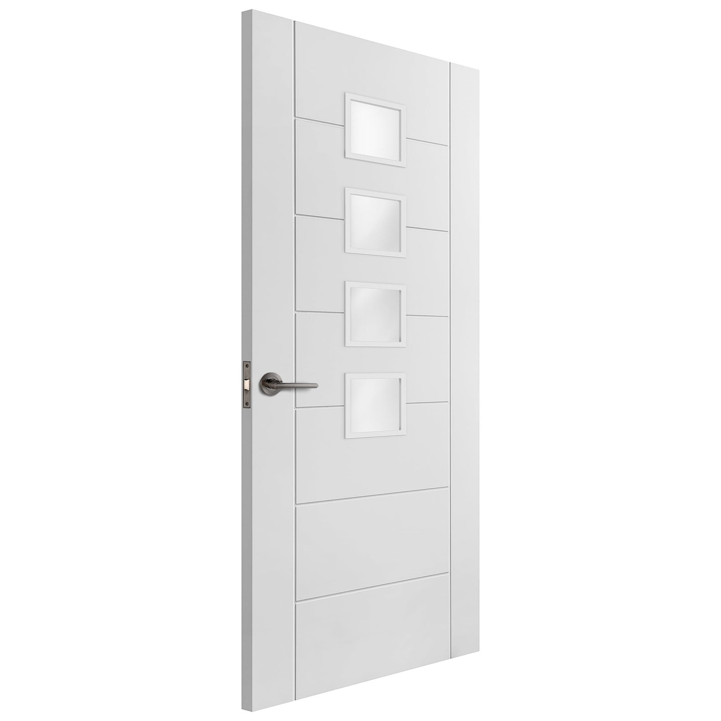 White Internal Primed Pedrena 4 Light Obscure Glass Door (57565)