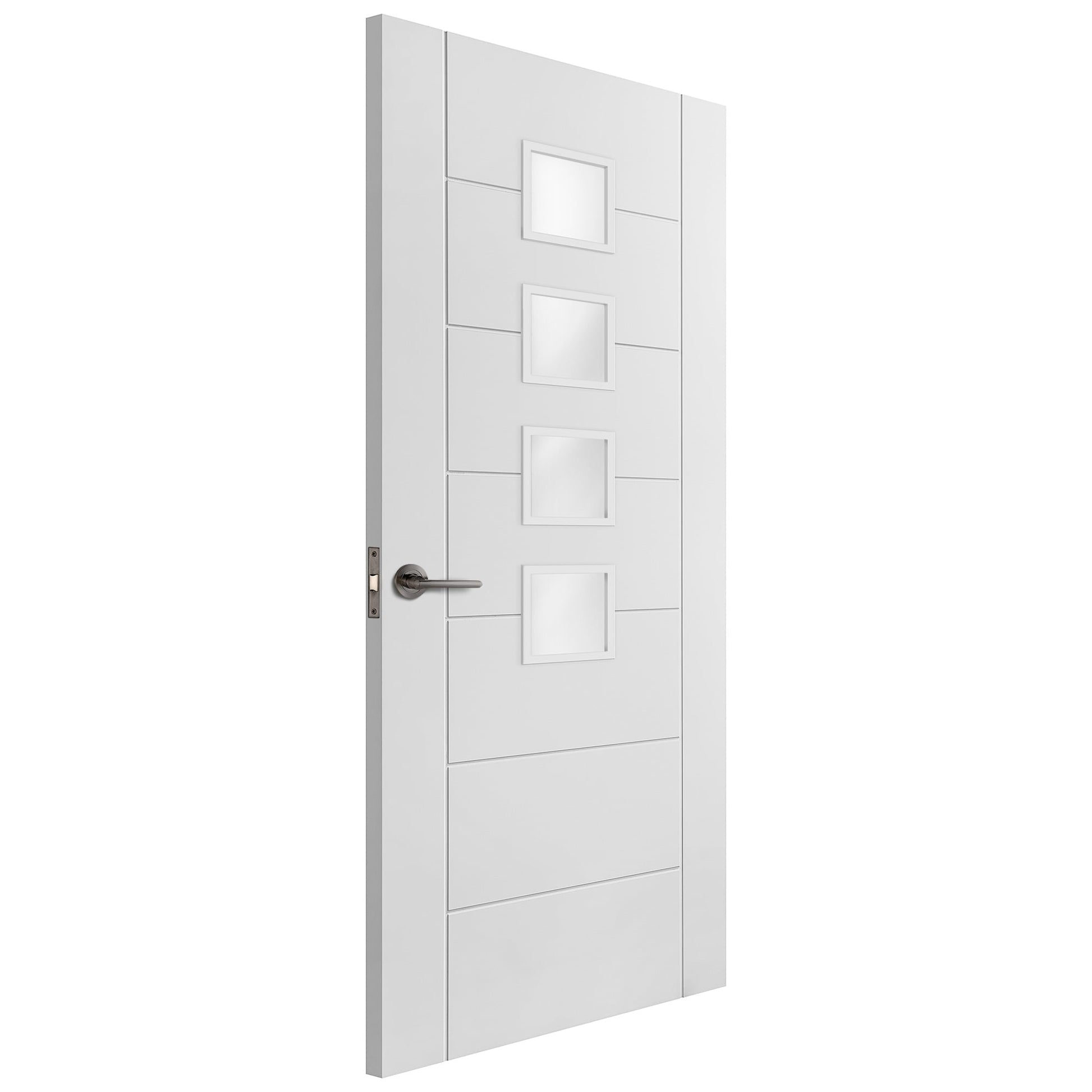 White Internal Primed Pedrena 4 Light Obscure Glass Door (57565)