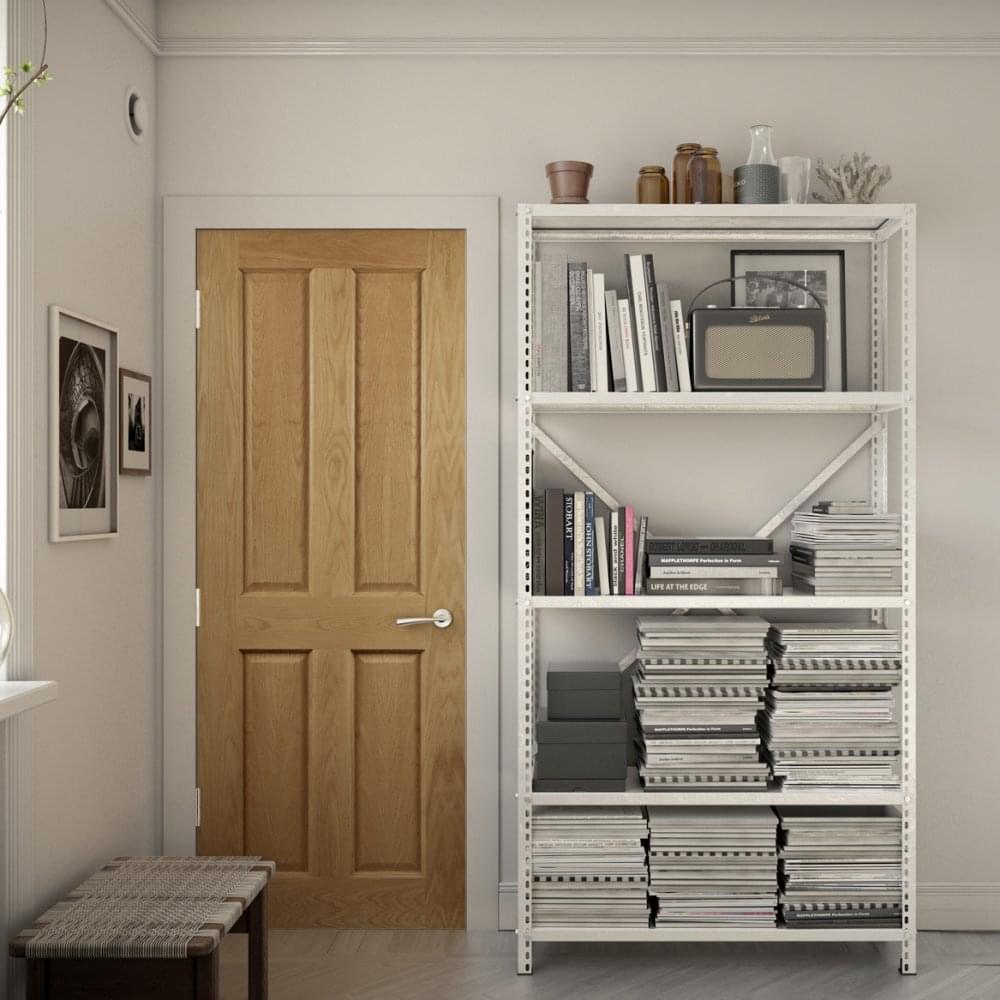 B-Grade Oak Internal Fully Finished Bury 4 Panel FD30 Fire Door (38006)