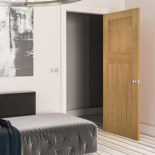 B-Grade Oak Internal Unfinished Cambridge 4 Pabel FD30 Fire Door (38433)