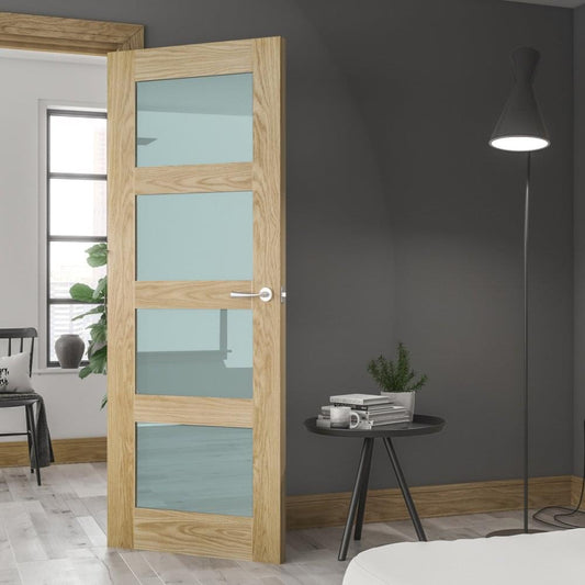 B-Grade Oak Internal Fully Finished Coventry 4 Light Clear Glass Door (48733)