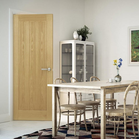 B-Grade Oak Internal Fully Finished Ely 1 Panel FD30 Fire Door (38408)