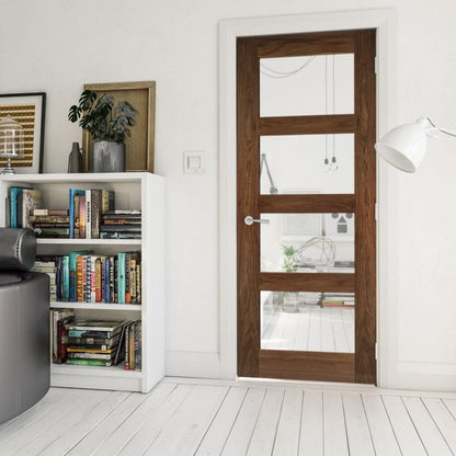 B-Grade Walnut Internal Fully Finished Coventry 4 Light Clear Glass Door (45322)