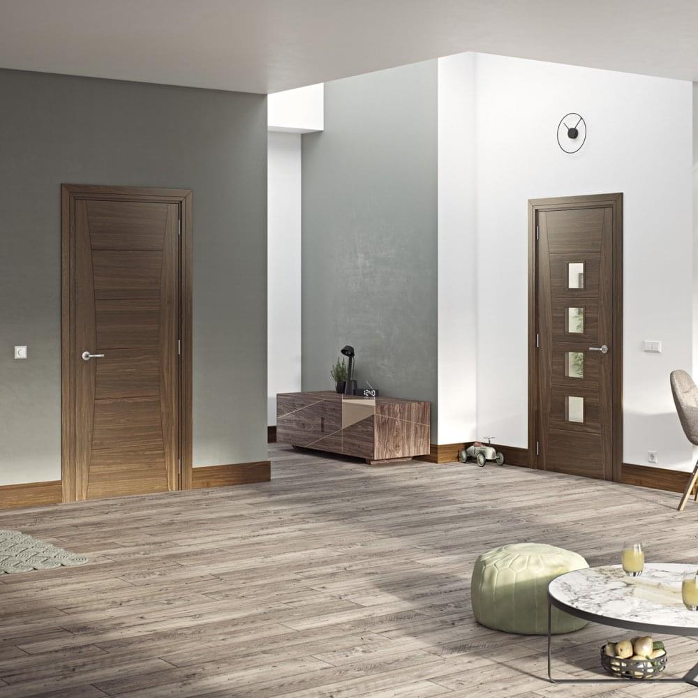 B-Grade Walnut Internal Fully Finished Pamplona 6 Panel Door (45327)