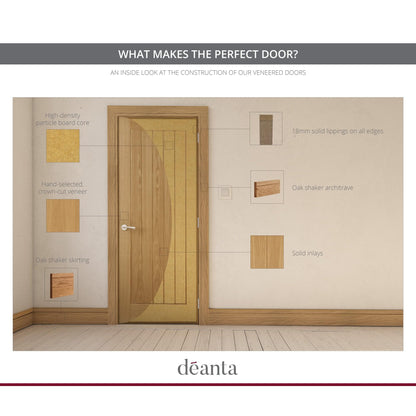 B-Grade Oak Internal Fully Finished Augusta 5 Panel Door (38419)