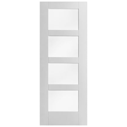 White Internal Primed Shaker 4 Light Obscure Glass Door (68158)